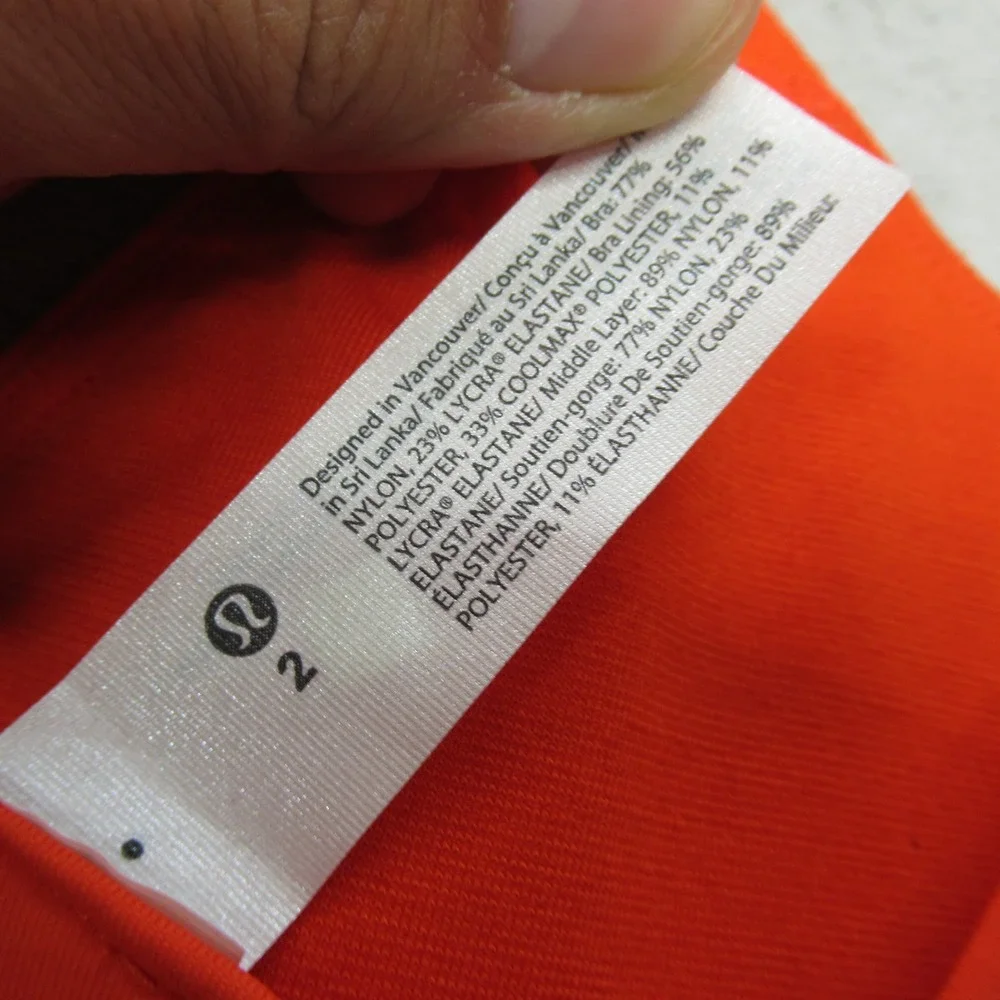 Lululemon Sports Bra‎ Womens 2 Orange Fitwall Denver Energy Longline Padded